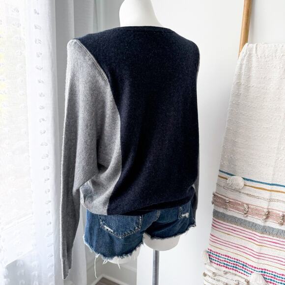 Autumn Cashmere Grey Zip Shoulders Long Dolman Sleeves Slouchy Sweater Large - Picture 5 of 8